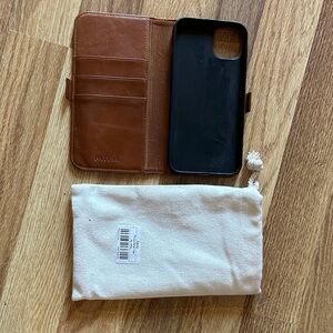 Patina Brown Leather Phone Case with Pouch